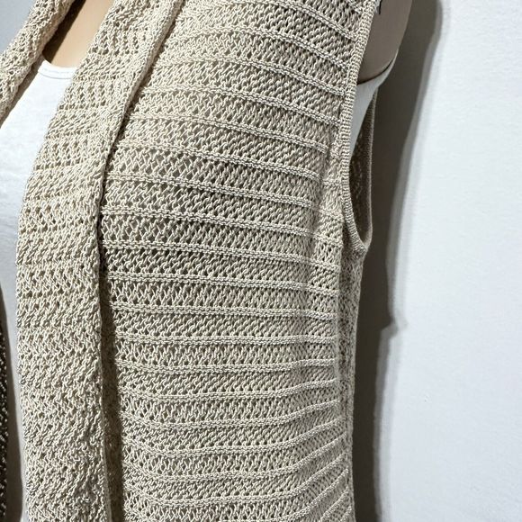 J. McLaughlin Open Front Sleeveless Open Knit Cardigan Beige Size S Small - Picture 6 of 7